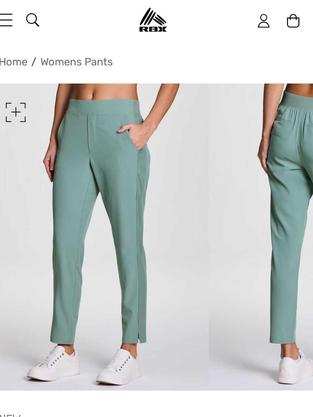 RBX Womens Everyday Ribbed Ankle Pant, NWT, Size-M, Color-Sea Glass